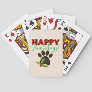 Red Buffalo Kariert Paw Print Christmas Spielkarten
