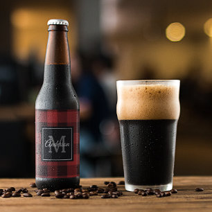 Red Buffalo Kariert Persönliche Initialzündung Bierflaschenetikett