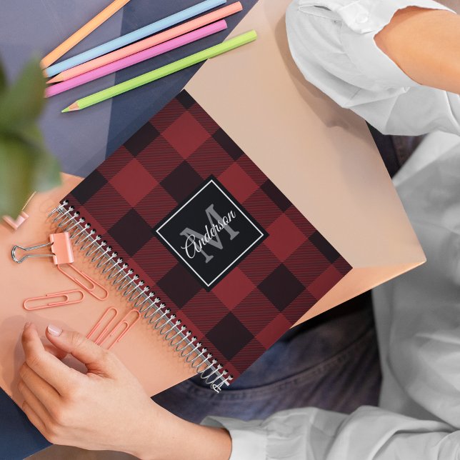 Red Buffalo Kariert | Persönliche Initialzündung | Notizblock (Von Creator hochgeladen)