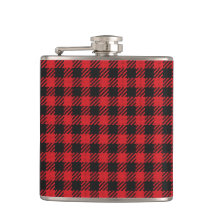 Red Buffalo Kariert Vinyl Wrapped Flask