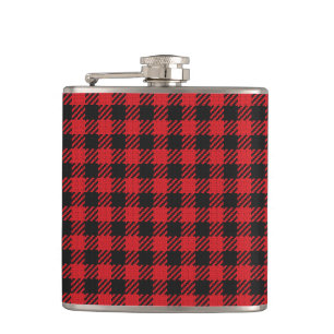 Red Buffalo Kariert Vinyl Wrapped Flask Flachmann