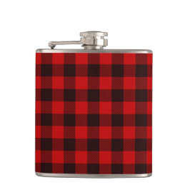 Red Buffalo Kariert Vinyl Wrapped Flask Flachmann