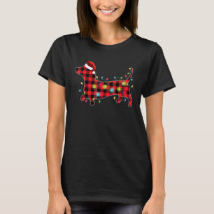 Red Buffalo Karierte Dackel Weihnachtsbaum Lichter T-Shirt