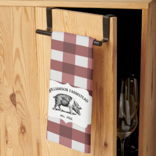 Red Buffalo Karierte Farm Schweineküche Handtuch