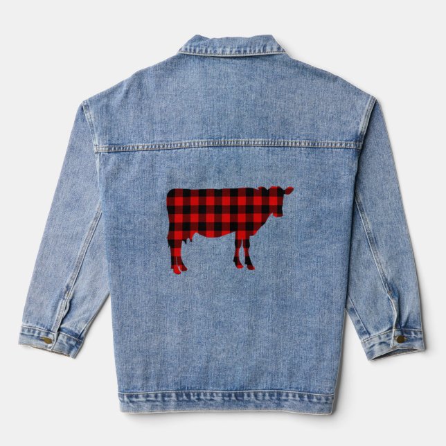 Red Buffalo Karierte Kuh Bull Matching Family Jeansjacke (Rückseite)