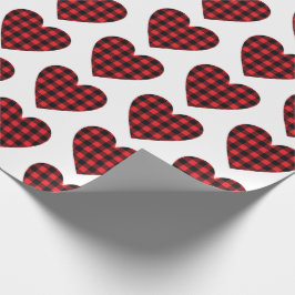 Red Buffalo Karierter Karo Herz-Land Rustikal Geschenkpapier