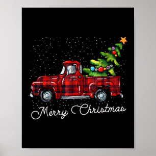 Red Buffalo Karierter Lieferwagen LKW mit Tree Mer Poster