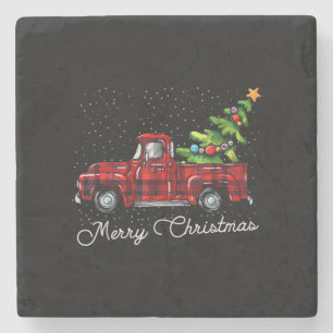 Red Buffalo Karierter Lieferwagen LKW mit Tree Mer Steinuntersetzer