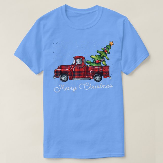 Red Buffalo Karierter Lieferwagen LKW mit Tree Mer T-Shirt (Design vorne)