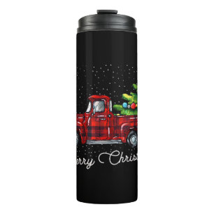 Red Buffalo Karierter Lieferwagen LKW mit Tree Mer Thermosbecher