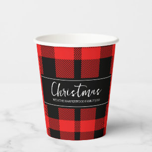 Red Buffalo Karierter Minimalistischer WeihnachtsF Pappbecher