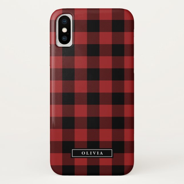 Red Buffalo Karierter Mustername Case-Mate iPhone Hülle (Rückseite)