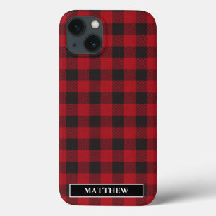 Red Buffalo Karierter Personalisierter Name Case-Mate iPhone Hülle