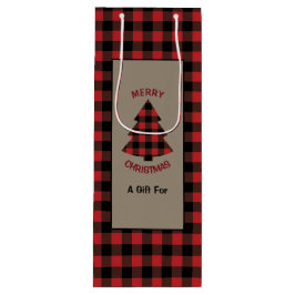 Red Buffalo Karierter Weihnachtsbaum Geschenktüte Für Weinflaschen