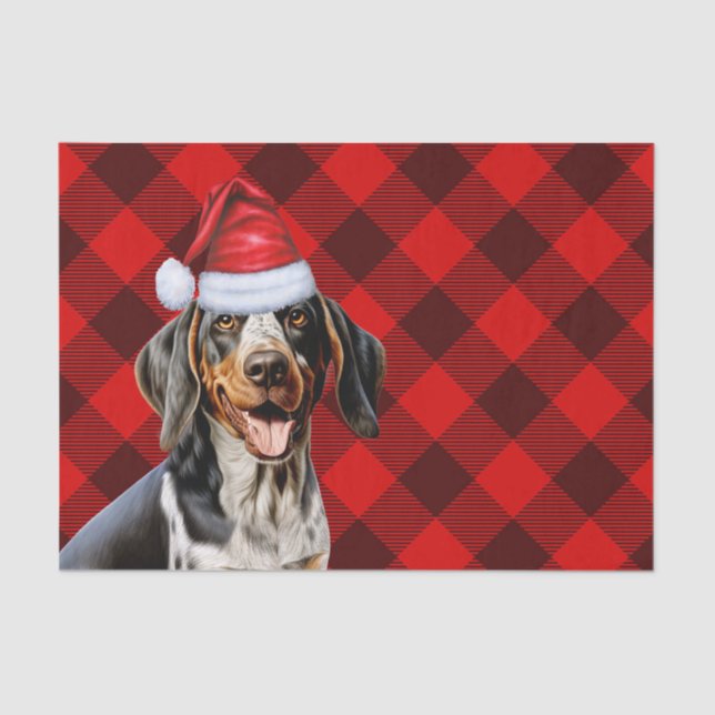 Red Buffalo Karierter Weihnachtsbluetick Coonhound Seidenpapier (Vorderseite)