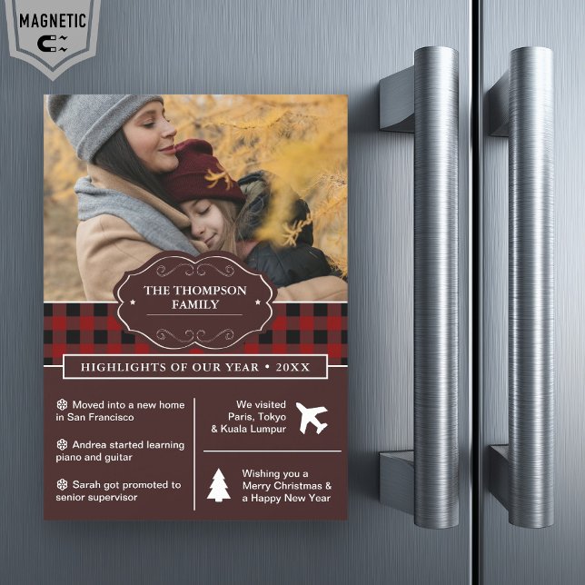 Red Buffalo Kariertes Jahr Überprüfung Weihnachts- Magneteinladung (Von Creator hochgeladen)