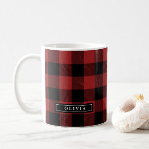 Red Buffalo Kariertes Muster Mit Monogramm Tasse
