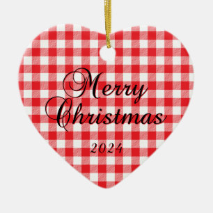 Red Buffalo Karo Frohe Weihnachtskuchen Foto Keramik Ornament