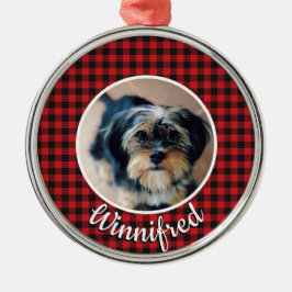 Red Buffalo Karo Personalisiert Pet Foto Weihnacht Ornament Aus Metall