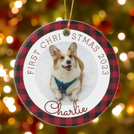Red Buffalo Karo Pet's First Christmas Foto Keramik Ornament
