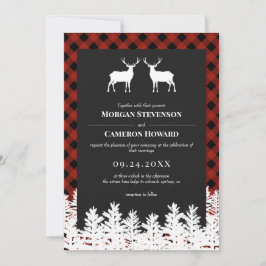 Red Buffalo Karo Rustic Deer Bucks Wedding Einladung