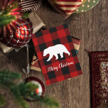 Red Buffalo Plaid & Bear | Personal Name Gift Feiertagskarte<br><div class="desc">Introducing our "Red Buffalo Plaid & Bear" personalized gift collection, available exclusively on Zazzle! This delightful collection is designed to bring a touch of rustic charm and personalized warmth to your gift-giving experience. Explore our collection today and discover the joy of giving personalized gifts that resonate with the spirit of...</div>