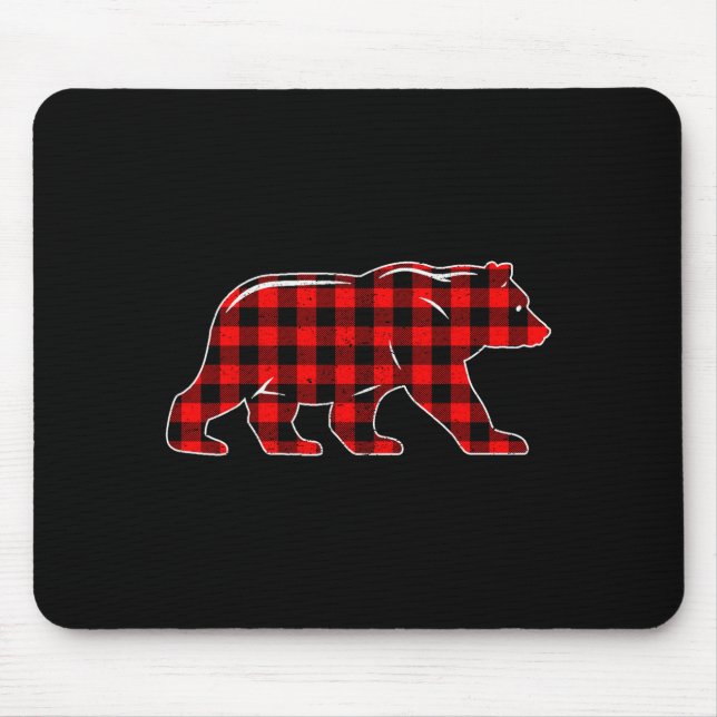 Red Buffalo Plaid Christmas Bear Pajama Sweater Wo Mousepad (Vorne)