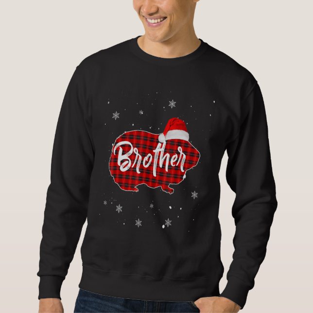 Red Buffalo Plaid Christmas Guinea Pig Brother San Sweatshirt (Vorderseite)