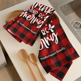 Red Buffalo Plaid “Eat, Drink & Be Merry” Geschirrtuch