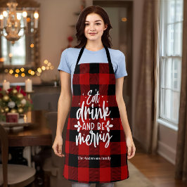 Red Buffalo Plaid“Eat, Drink & Be Merry" Schürze
