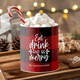 Red Buffalo Plaid “Eat, Drink & Be Merry" Tasse