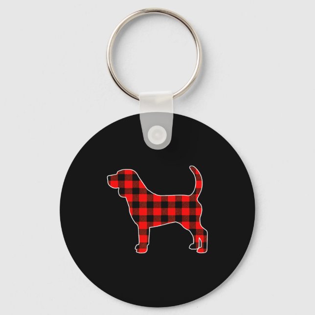Red Buffalo Plaid Pajama Beagle Christmas Dog Love Schlüsselanhänger (Vorderseite)
