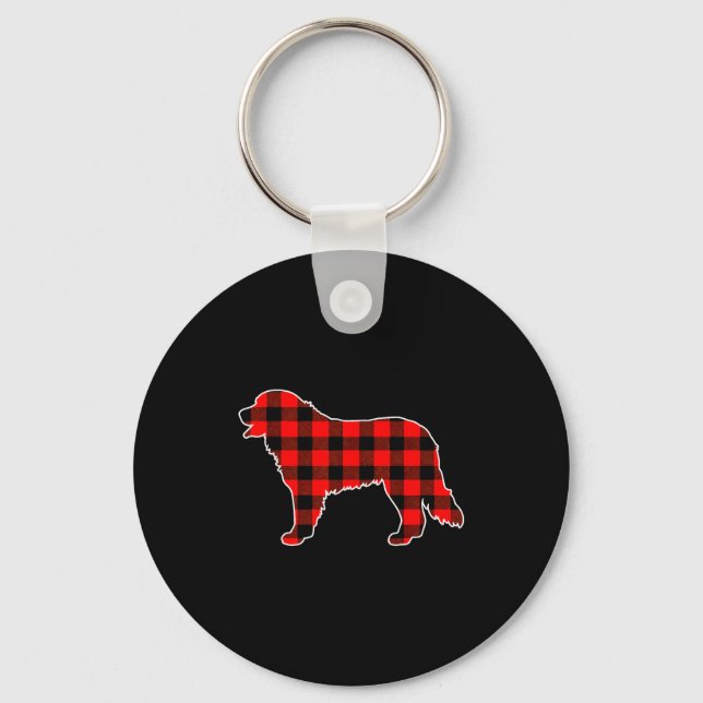 Red Buffalo Plaid Pajama Bernese Mountain Christma Schlüsselanhänger (Vorderseite)