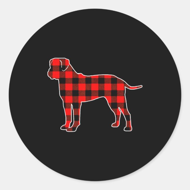 Red Buffalo Plaid Pajama Bullmastiff Christmas Dog Runder Aufkleber (Vorderseite)