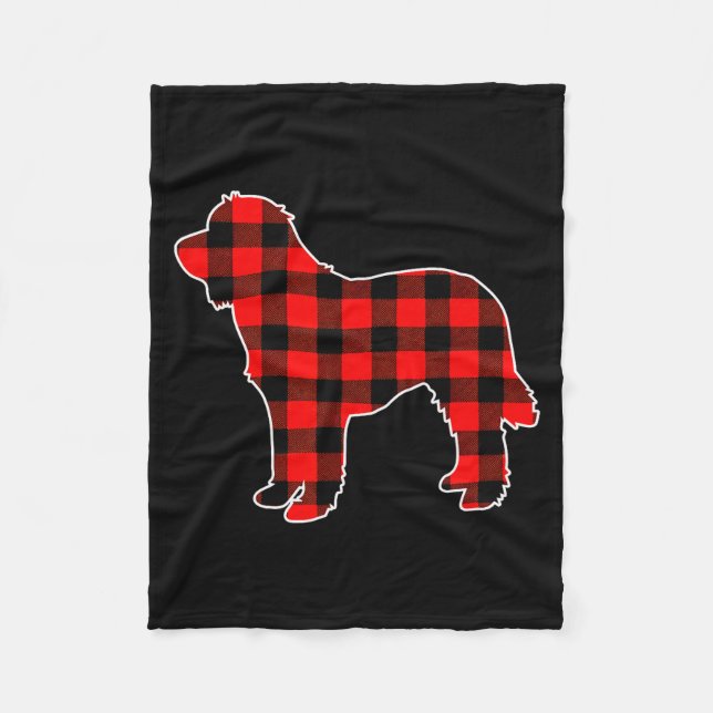 Red Buffalo Plaid Pajama Doodle Christmas Dog Love Fleecedecke (Vorderseite)
