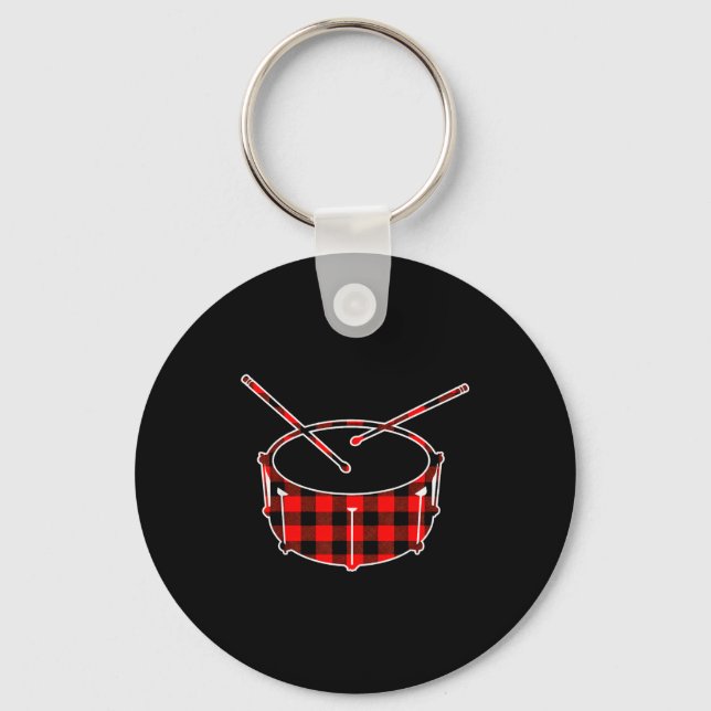 Red Buffalo Plaid Pajama Drum Christmas  Schlüsselanhänger (Vorderseite)