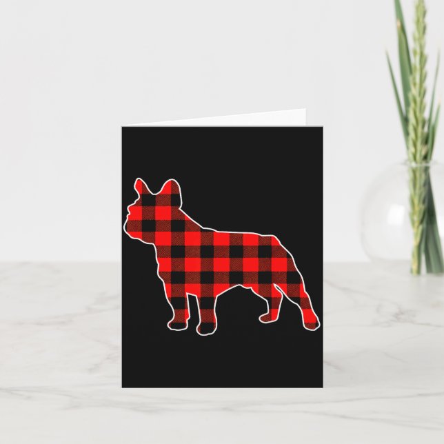 Red Buffalo Plaid Pajama Frenchie Christmas Dog Lo Karte (Vorderseite)