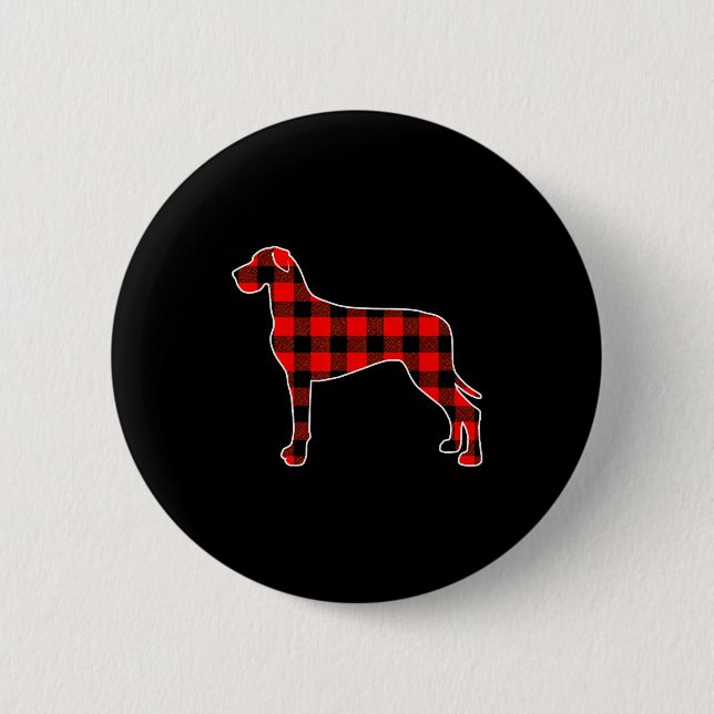 Red Buffalo Plaid Pajama Great Dane Christmas Dog  Button (Vorderseite)
