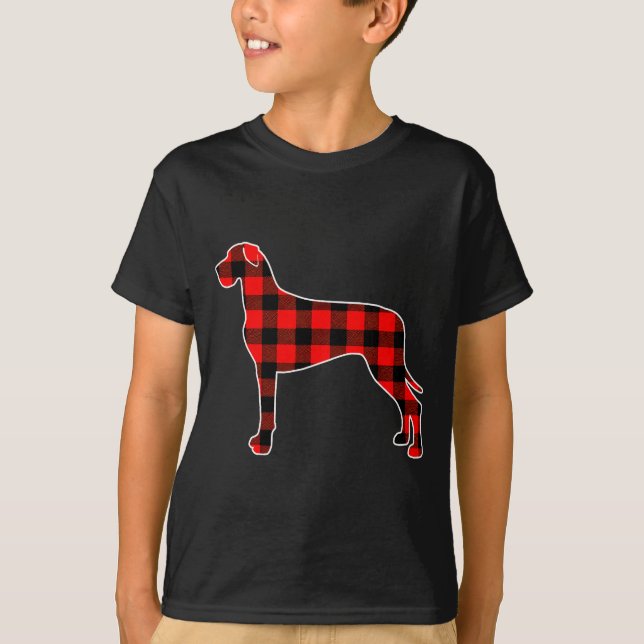 Red Buffalo Plaid Pajama Great Dane Christmas Dog  T-Shirt (Vorderseite)