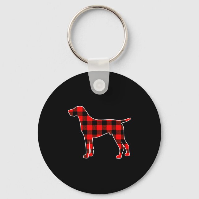 Red Buffalo Plaid Pajama Gsp Christmas Dog Lover M Schlüsselanhänger (Vorderseite)