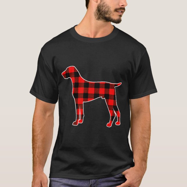 Red Buffalo Plaid Pajama Gsp Christmas Dog Lover M T-Shirt (Vorderseite)