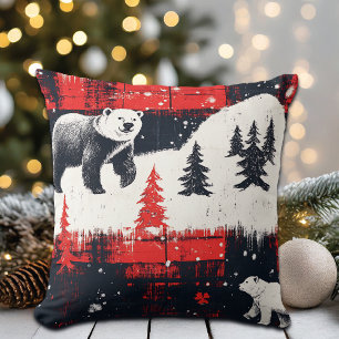 Red Buffalo Plaid Polar Bear Kissen