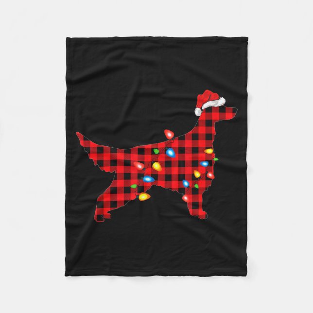 Red Buffalo Plaid Santa Irish Setter Dog Christmas Fleecedecke (Vorderseite)