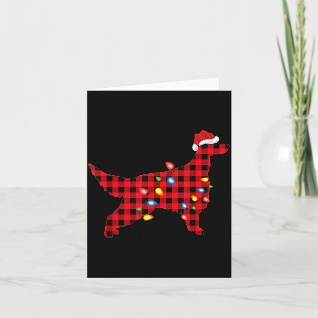 Red Buffalo Plaid Santa Irish Setter Dog Christmas Karte (Vorderseite)