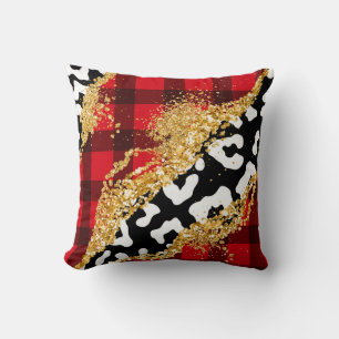 Red Buffalo Schlicht mit Gold Glitzer Throw Kissen