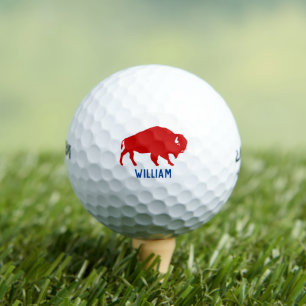 Red Buffalo Silhouette mit Personalisiertem Namen Golfball