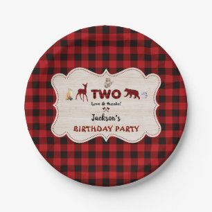 Red Buffalo Woodland Animals Junge 2. Geburtstag Pappteller