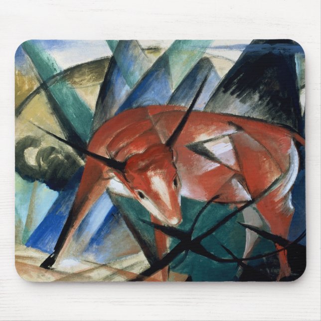 Red Bull (Gouache auf Papier) Mousepad (Vorne)