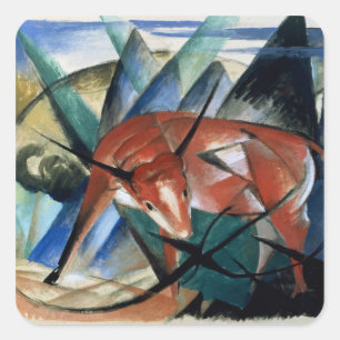 Red Bull (Gouache auf Papier) Quadratischer Aufkleber