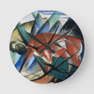 Red Bull (Gouache auf Papier) Runde Wanduhr